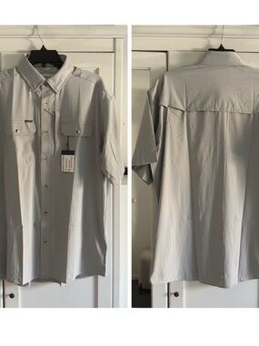 Poncho The Grey Fox Short Sleeve Shirt in Grey Men's Size Medium Regular Fit